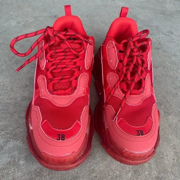 Balenciaga Triple S Clear Sole Sneakers in Red sz 5 (38)